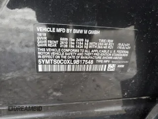 2020 BMW X3 M Competition with VIN 5YMTS0C0XL9B17548, listed as a Copart auction lot 45018825 with 62,670 mi miles and Salvage Title. Bid and sale history available at carsss.com. Image 15.