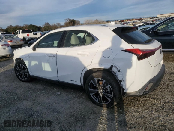 2022 Lexus UX 250h F Sport with VIN JTHE9JBHXN2057983, listed as a Copart auction lot 46143515 with 27,367 mi miles and Salvage Title. Bid and sale history available at DreamBid. Image 2.