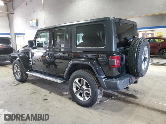 2021 Jeep Wrangler Unlimited Sahara High Altitude with VIN 1C4HJXEG9MW571844, listed as a Copart auction lot 81482334 with 77,409 mi miles and Salvage title. Bid and sale history available at DreamBid. Image 2.