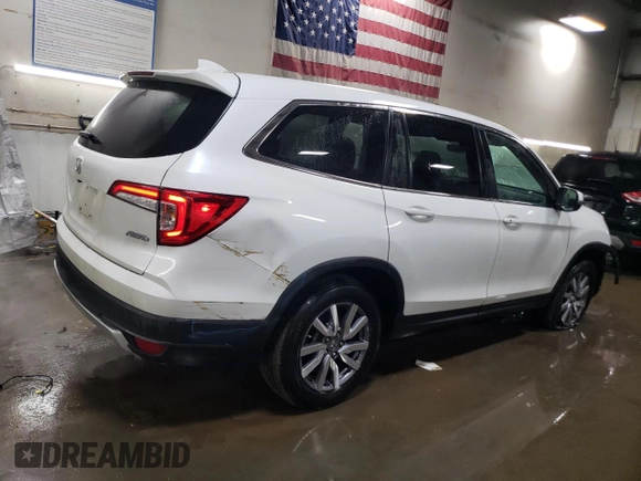 2022 Honda Pilot EX-L with VIN 5FNYF6H53NB097837, listed as a Copart auction lot 43523735 with 21,339 mi miles and Salvage Title. Bid and sale history available at carsss.com. Image 3.