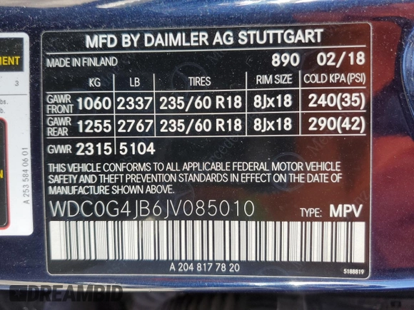 2018 Mercedes-Benz GLC 300 z VIN WDC0G4JB6JV085010, wystawiony jako Copart lot #49452435 z przebiegiem 81 274 mil mil oraz Szkoda całkowita • Salvage title. Historia ofert i sprzedaży dostępna na DreamBid. Obrazek 14.
