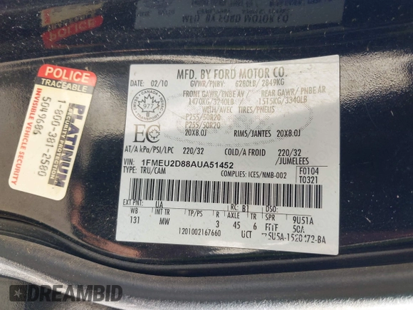 2010 Ford Explorer Sport Trac with VIN 1FMEU2D88AUA51452, listed as a IAAI auction lot 42020332 with 142,191 mi miles and . Bid and sale history available at DreamBid. Image 9.
