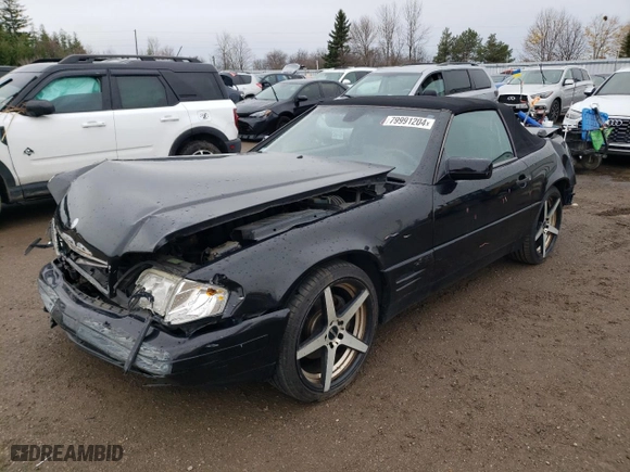 1997 Mercedes-Benz SL-Class with VIN WDBFA63F5VF145337, listed as a Copart auction lot 79991204 with 134,424 mi miles and Salvage Title. Bid and sale history available at carsss.com. Image 1.