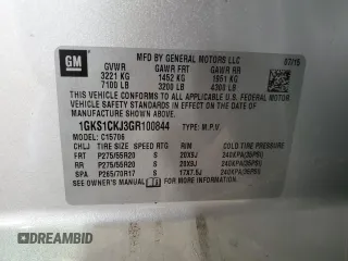2016 GMC Yukon Denali with VIN 1GKS1CKJ3GR100844, listed as a Copart auction lot 69967774 with 172,545 mi miles and Salvage Title. Bid and sale history available at carsss.com. Image 13.