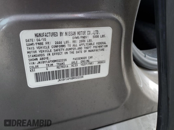 2011 Infiniti M with VIN JN1BY1APXBM322226, listed as a Copart auction lot 79061164 with 242,410 mi miles and Salvage Title. Bid and sale history available at carsss.com. Image 15.