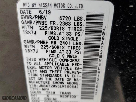 2020 Nissan Rogue SV with VIN JN8AT2MV5LW100842, listed as a Copart auction lot 49470395 with 13,344 mi miles and Salvage Title. Bid and sale history available at carsss.com. Image 16.