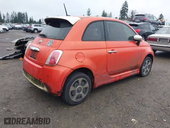 2013 FIAT 500e with VIN 3C3CFFGE6DT727639, listed as a IAAI auction lot 41249805 with 113,538 mi miles. Bid and sale history available at carsss.com. Image 4.