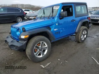 2021 Jeep Wrangler Sport S with VIN 1C4GJXAG2MW762104, listed as a Copart auction lot 46620845 with 56,799 mi miles and Salvage Title. Bid and sale history available at DreamBid. Image 1.