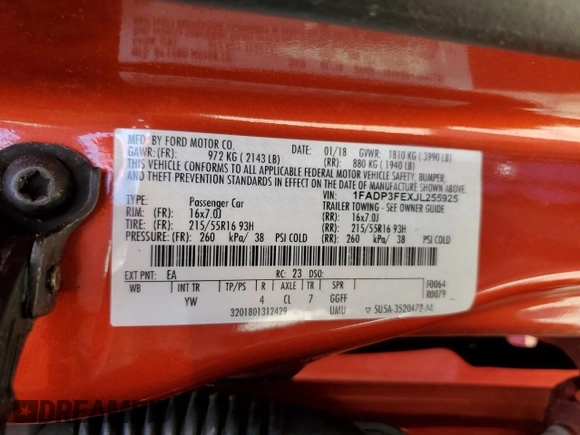 2018 Ford Focus SE with VIN 1FADP3FEXJL255925, listed as a Copart auction lot 50629035 with 51,756 mi miles and Salvage Title. Bid and sale history available at carsss.com. Image 14.