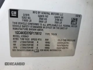 2016 Chevrolet Silverado 3500HD LTZ with VIN 1GC4K0C87GF179612, listed as a Copart auction lot 89151015 with 145,166 mi miles and Salvage Title. Bid and sale history available at DreamBid. Image 13.