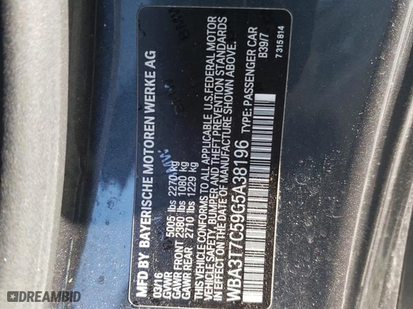 2016 BMW 4 Series 435i xDrive with VIN WBA3T7C59G5A38196, listed as a Copart auction lot 76513064 with 88,006 mi miles and Salvage Title. Bid and sale history available at carsss.com. Image 12.