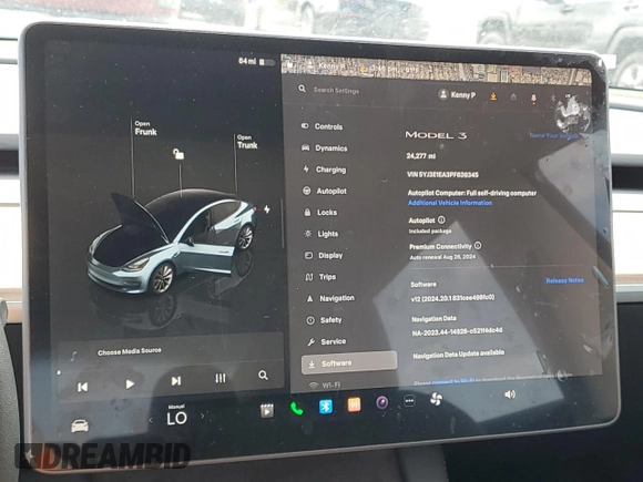 2023 Tesla Model 3 z VIN 5YJ3E1EA3PF639345, wystawiony jako Copart lot #65896504 z przebiegiem 24 277 mil mil oraz Szkoda całkowita • Salvage title. Historia ofert i sprzedaży dostępna na DreamBid. Obrazek 9.