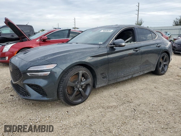 2022 Genesis G70 3.3T with VIN KMTG54TE1NU082076, listed as a Copart auction lot 74058634 with 0 mi miles and Non Repairable. Bid and sale history available at carsss.com. Image 1.