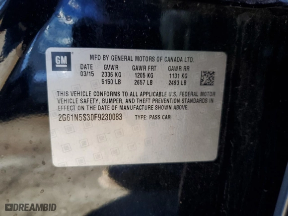 2015 Cadillac XTS Luxury with VIN 2G61N5S30F9230083, listed as a Copart auction lot 84860774 with 138,312 mi miles and Salvage Title. Bid and sale history available at carsss.com. Image 13.