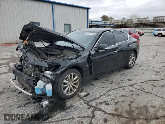 2017 Infiniti Q50 2.0t with VIN JN1CV7AR9HM682498, listed as a Copart auction lot 50911065 with 80,640 mi miles and Salvage Title. Bid and sale history available at carsss.com. Image 1.