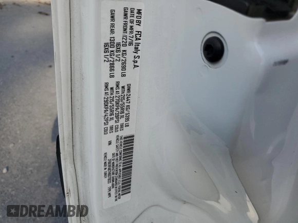 2017 Ram ProMaster City Cargo Tradesman with VIN ZFBERFAB7H6D70133, listed as a Copart auction lot 73535244 with 114,698 mi miles and Salvage Title. Bid and sale history available at DreamBid. Image 13.