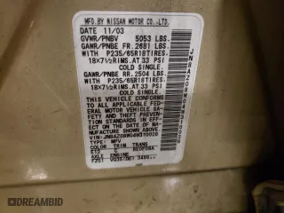 2004 Nissan Murano SL with VIN JN8AZ08W04W310028, listed as a Copart auction lot 84245544 with 168,414 mi miles and Salvage Title. Bid and sale history available at carsss.com. Image 13.