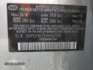 2017 Hyundai Elantra SE z VIN 5NPD74LF2HH162957, wystawiony jako Copart lot #59964165 z przebiegiem 117 667 mil mil oraz Szkoda całkowita • Salvage title. Historia ofert i sprzedaży dostępna na DreamBid. Obrazek 12.