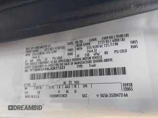 2020 Ford Transit Cargo с VIN 1FTBW3X88LKB37233, выставлен на аукционе IAAI как лот 40882872 с пробегом 101 171 миль миль и . История ставок и продаж доступна на DreamBid. Изображение 9.