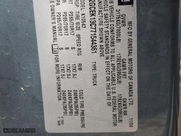 2007 Chevrolet Silverado 1500 LS with VIN 2GCEK13C771544361, listed as a Copart auction lot 45721515 with 100,636 mi miles and Salvage Title. Bid and sale history available at carsss.com. Image 12.
