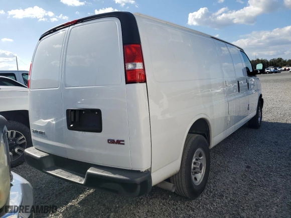 2023 GMC Savana Cargo Van with VIN 1GTW7BFP5P1106258, listed as a Copart auction lot 84307974 with 34,638 mi miles and Non Repairable. Bid and sale history available at carsss.com. Image 3.