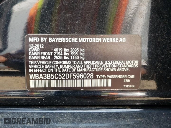 2013 BMW 3 Series 328i xDrive z VIN WBA3B5C52DF596028, wystawiony jako Copart lot #60001015 z przebiegiem 145 393 mil mil oraz Czysty tytuł • Clean title. Historia ofert i sprzedaży dostępna na DreamBid. Obrazek 12.