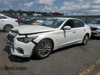 2018 Infiniti Q50 Luxe with VIN JN1EV7AR0JM610653, listed as a Copart auction lot 65981105 with 60,847 mi miles and Salvage title. Bid and sale history available at DreamBid. Image 1.