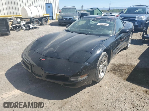 2002 Chevrolet Corvette with VIN 1G1YY22G925108374, listed as a Copart auction lot 72339464 with 55,159 mi miles and Salvage Title. Bid and sale history available at carsss.com. Image 1.