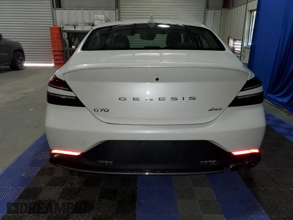 2023 Genesis G70 2.0T with VIN KMTG34TAXPU131832, listed as a Copart auction lot 44111124 with 3,203 mi miles and Non Repairable. Bid and sale history available at DreamBid. Image 6.