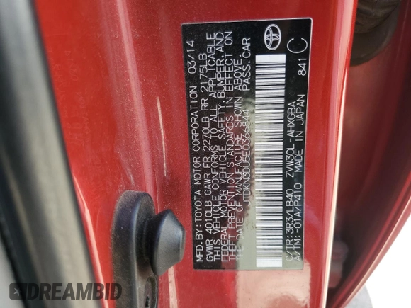 2014 Toyota Prius Four with VIN JTDKN3DU5E0366844, listed as a Copart auction lot 56581965 with 163,295 mi miles and Salvage title. Bid and sale history available at DreamBid. Image 12.