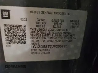 2018 Chevrolet Malibu LT with VIN 1G1ZD5ST3JF205920, listed as a Copart auction lot 50316945 with 106,395 mi miles and Salvage Title. Bid and sale history available at DreamBid. Image 14.