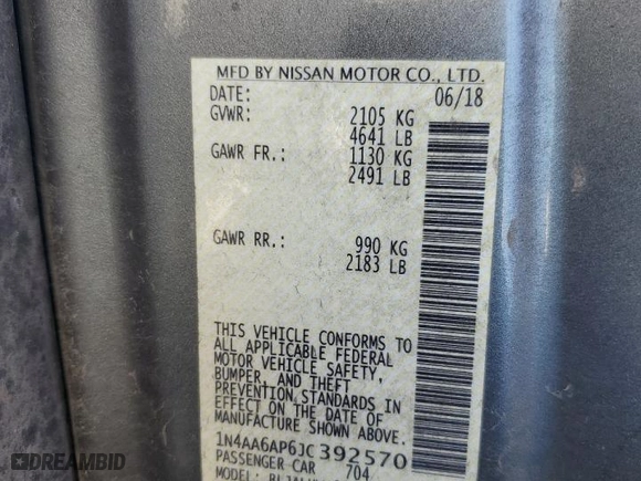 2018 Nissan Maxima SL with VIN 1N4AA6AP6JC392570, listed as a Copart auction lot 50421605 with 132,444 mi miles and Salvage Title. Bid and sale history available at carsss.com. Image 13.