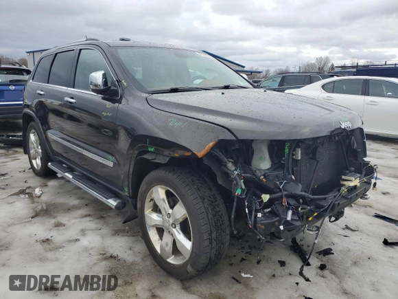 2013 Jeep Grand Cherokee Overland with VIN 1C4RJFCG7DC571280, listed as a Copart auction lot 47250365 with 53,907 mi miles and Salvage Title. Bid and sale history available at carsss.com. Image 4.