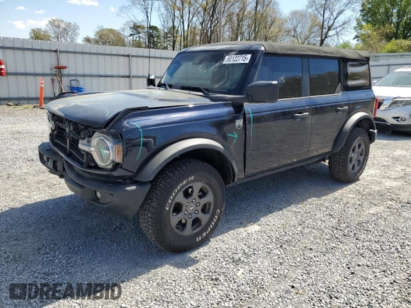 2021 Ford Bronco with VIN 1FMDE5BH3MLA85211, listed as a Copart auction lot 50122715 with 47,836 mi miles and Salvage title. Bid and sale history available at DreamBid. Image 1.
