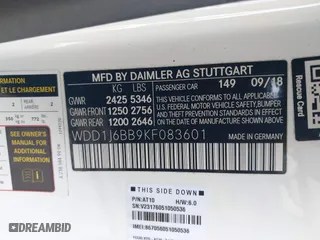 2019 Mercedes-Benz E-Class AMG E 53 with VIN WDD1J6BB9KF083601, listed as a IAAI auction lot 41618366 with 44,960 mi miles. Bid and sale history available at carsss.com. Image 9.