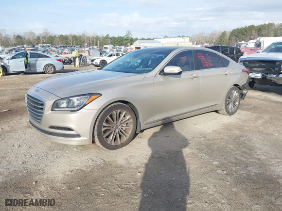 2015 Hyundai Genesis 3.8L with VIN KMHGN4JE6FU080466, listed as a IAAI auction lot 41848723 with 130,740 mi miles. Bid and sale history available at carsss.com. Image 19.