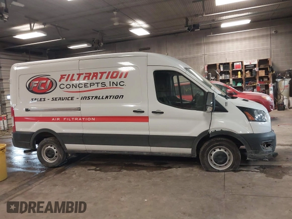 2023 Ford Transit Cargo with VIN 1FTBR1C80PKB95490, listed as a IAAI auction lot 41366493 with 17,450 mi miles and . Bid and sale history available at DreamBid. Image 14.