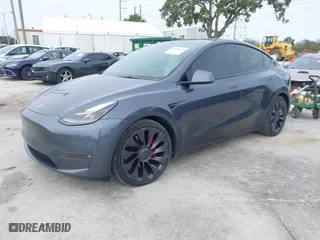 2021 Tesla Model Y Performance with VIN 5YJYGDEF4MF121690, listed as a IAAI auction lot 41385049 with 36,759 mi miles. Bid and sale history available at carsss.com. Image 21.