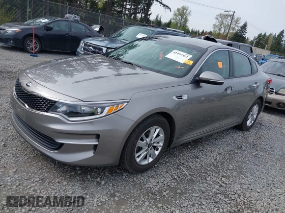 2018 Kia Optima LX with VIN 5XXGT4L34JG242597, listed as a IAAI auction lot 41999383 with 1 mi miles. Bid and sale history available at carsss.com. Image 17.