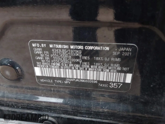 2021 Mitsubishi Outlander ES z VIN JA4APUAUXMU032696, wystawiony jako IAAI lot #41250380 z przebiegiem 74 959 mil mil oraz . Historia ofert i sprzedaży dostępna na DreamBid. Obrazek 9.