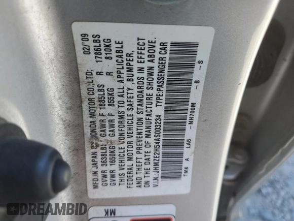 2010 Honda Insight LX z VIN JHMZE2H54AS003234, wystawiony jako Copart lot #56915385 z przebiegiem 320 644 mil mil oraz Czysty tytuł • Clean title. Historia ofert i sprzedaży dostępna na DreamBid. Obrazek 13.