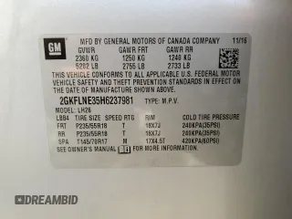 2017 GMC Terrain SLE with VIN 2GKFLNE35H6237981, listed as a Copart auction lot 53062995 with 85,004 mi miles and Salvage Title. Bid and sale history available at carsss.com. Image 15.
