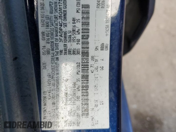 2016 Ford Fiesta Titanium z VIN 3FADP4CJ5GM175110, wystawiony jako Copart lot #89137195 z przebiegiem 129 193 mil mil oraz Szkoda całkowita • Salvage title. Historia ofert i sprzedaży dostępna na DreamBid. Obrazek 13.