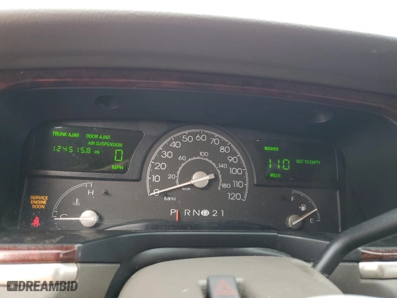 2003 Lincoln Town Car Cartier with VIN 1LNHM83W23Y639990, listed as a Copart auction lot 85591924 with 124,515 mi miles and Salvage Title. Bid and sale history available at carsss.com. Image 9.