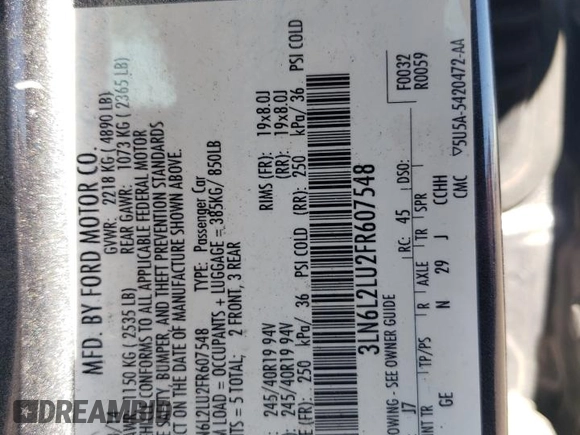 2015 Lincoln MKZ Hybrid z VIN 3LN6L2LU2FR607548, wystawiony jako Copart lot #61922775 z przebiegiem 255 797 mil mil oraz Szkoda całkowita • Salvage title. Historia ofert i sprzedaży dostępna na DreamBid. Obrazek 12.