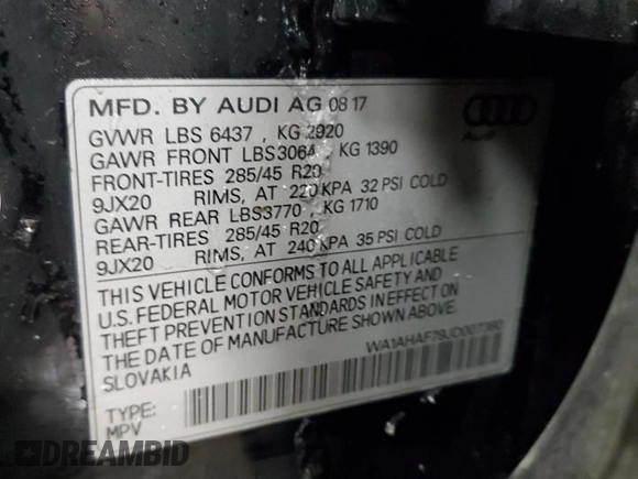 2018 Audi Q7 Premium with VIN WA1AHAF79JD007380, listed as a Copart auction lot 45970245 with 180,902 mi miles and Clean title. Bid and sale history available at DreamBid. Image 14.