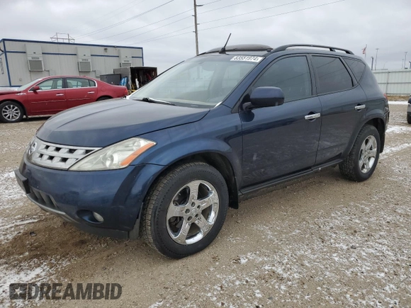 2003 Nissan Murano SL with VIN JN8AZ08W63W227721, listed as a Copart auction lot 83551974 with 108,347 mi miles and Salvage Title. Bid and sale history available at carsss.com. Image 1.
