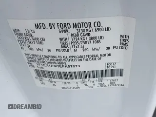 2014 Ford F-150 XL with VIN 1FTEX1EM3EFA57073, listed as a IAAI auction lot 41827139 with 178,970 mi miles and . Bid and sale history available at carsss.com. Image 9.