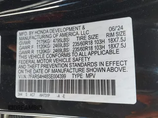 2025 Honda CR-V EX with VIN 7FARS4H48SE004399, listed as a IAAI auction lot 41328889 with Not Provided miles and . Bid and sale history available at DreamBid. Image 9.
