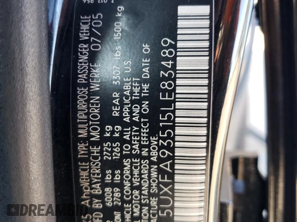 2005 BMW X5 4.8is with VIN 5UXFA93515LE83489, listed as a Copart auction lot 87840265 with 131,786 mi miles and Salvage Title. Bid and sale history available at carsss.com. Image 15.